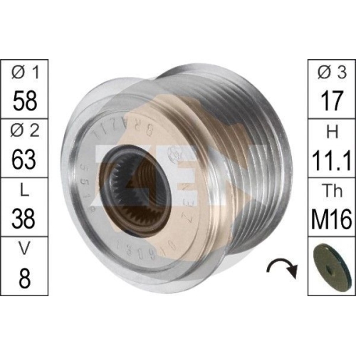 1 Alternator Freewheel Clutch ERA ZN5519 CHRYSLER PORSCHE