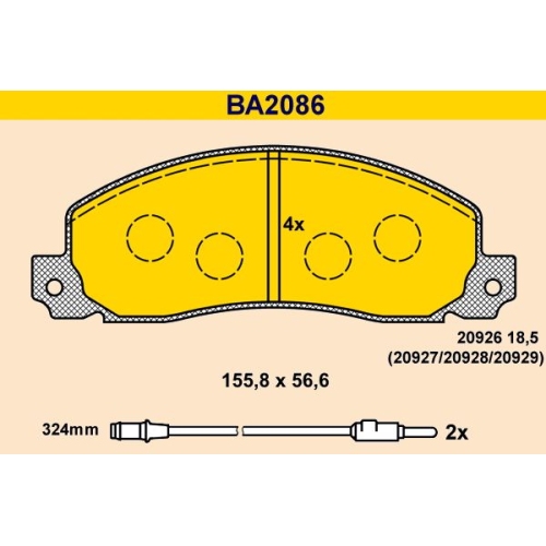 1 Brake Pad Set, disc brake BARUM BA2086 OPEL RENAULT VAUXHALL