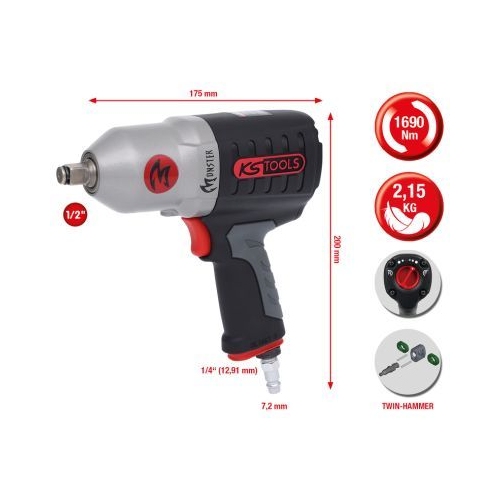KS TOOLS 1/2 inch MONSTER high performance impact wrench, 1690Nm 515.1210