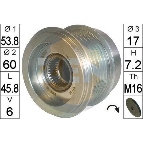 1 Alternator Freewheel Clutch ERA ZN5532 OPEL