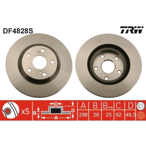 1 Brake Disc TRW DF4828S TOYOTA LEXUS TOYOTA (GAC)