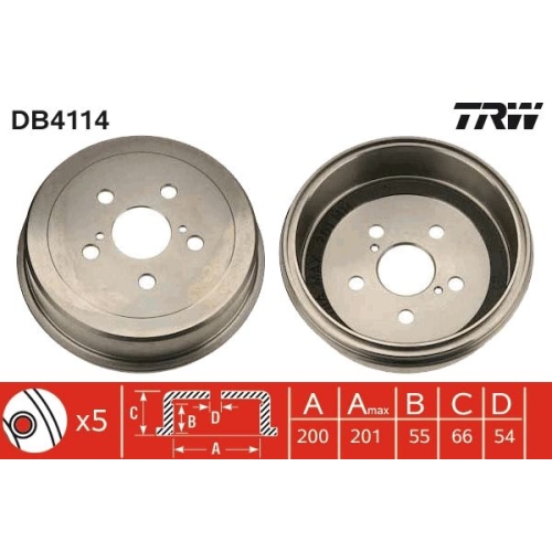 Bremstrommel TRW DB4114 TOYOTA