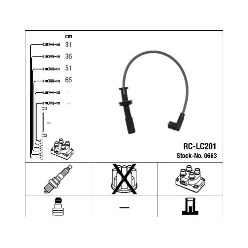 1 Ignition Cable Kit NGK 0663 ALFA ROMEO FIAT LANCIA FERRARI MASERATI ABARTH