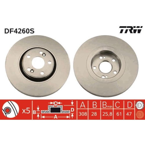 1 Brake Disc TRW DF4260S RENAULT