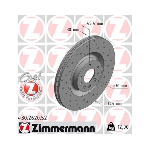 2 Brake Disc ZIMMERMANN 430.2620.52 SPORT BRAKE DISC COAT Z OPEL GENERAL MOTORS