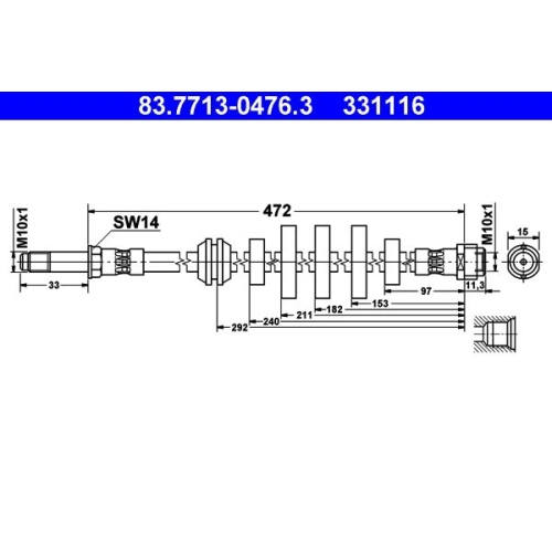 Bremsschlauch ATE 83.7713-0476.3 VAG