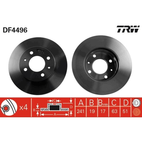 2 Brake Disc TRW DF4496 HYUNDAI