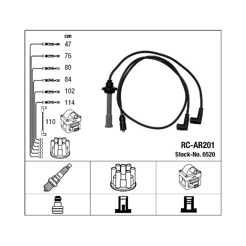 1 Ignition Cable Kit NGK 0520 ALFA ROMEO FIAT LANCIA FERRARI MASERATI ABARTH
