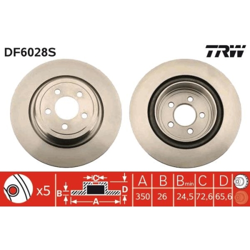 1 Brake Disc TRW DF6028S CHRYSLER DODGE