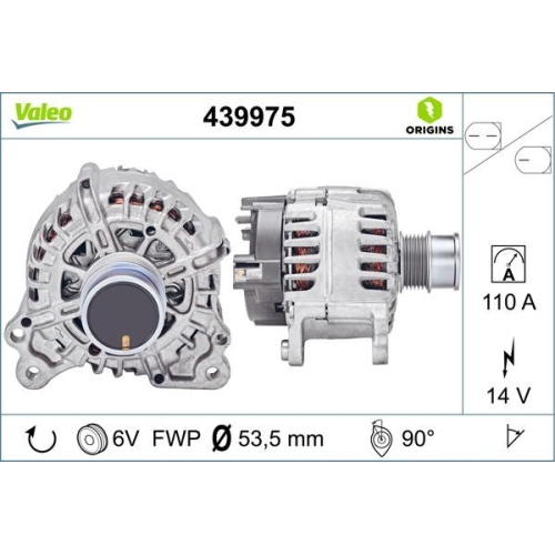 Generator VALEO 439975 VALEO ORIGINS NEW OE TECHNOLOGIE AUDI SEAT SKODA VW