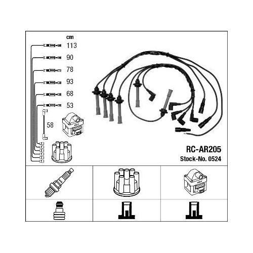 1 Ignition Cable Kit NGK 0524 ALFA ROMEO FIAT LANCIA FERRARI MASERATI ABARTH