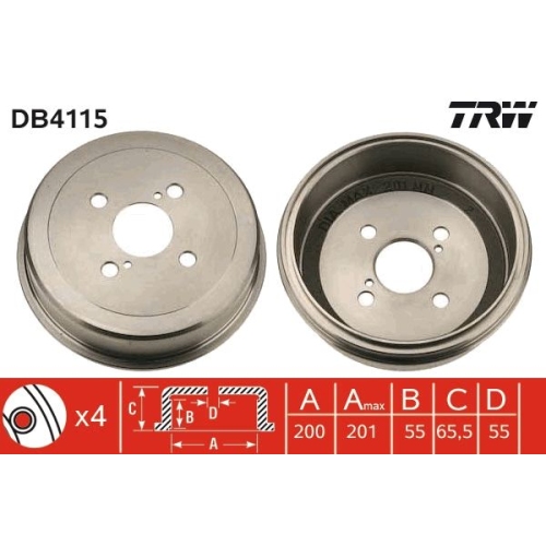 Bremstrommel TRW DB4115 TOYOTA