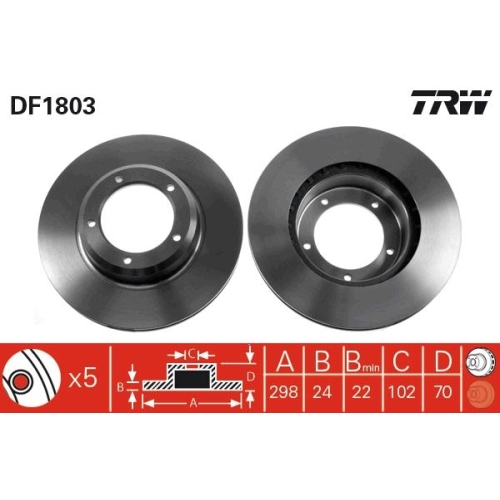 2 Brake Disc TRW DF1803 LAND ROVER