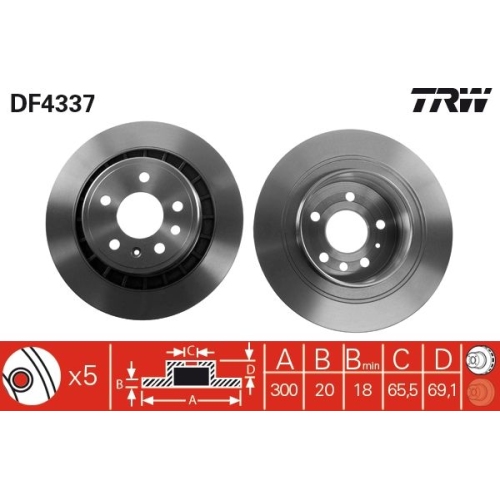 2 Brake Disc TRW DF4337 SAAB