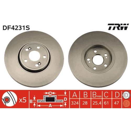 1 Brake Disc TRW DF4231S RENAULT