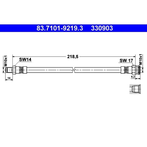 Bremsschlauch ATE 83.7101-9219.3 FIAT