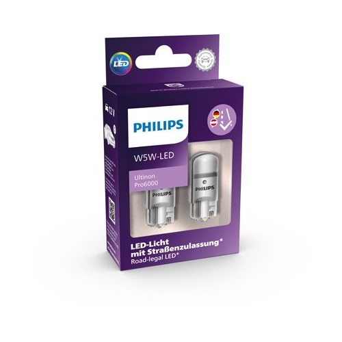 2 Bulb PHILIPS 11961HU60X2 Ultinon Pro6000 W5W-LED