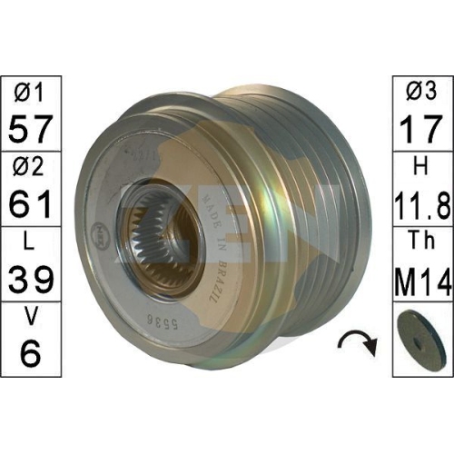 1 Alternator Freewheel Clutch ERA ZN5536 CHRYSLER
