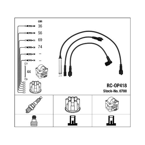 1 Ignition Cable Kit NGK 0788 OPEL GENERAL MOTORS