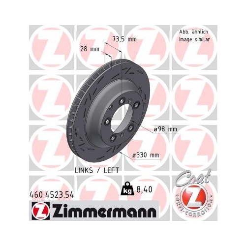 1 Brake Disc ZIMMERMANN 460.4523.54 BLACK Z PORSCHE