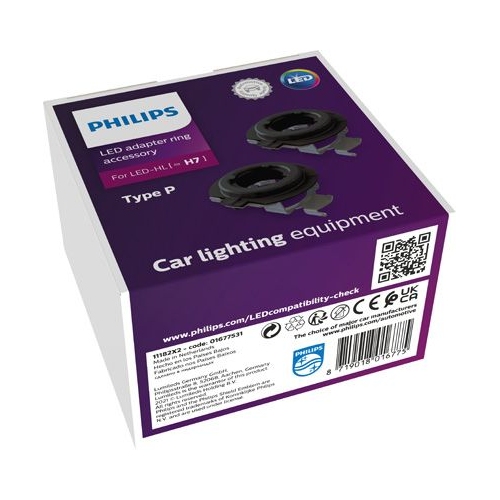 Lampenfassung, Hauptscheinwerfer PHILIPS 11182X2 Adapter Ring H7-LED