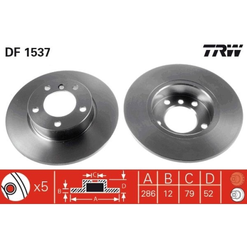 2 Brake Disc TRW DF1537 BMW