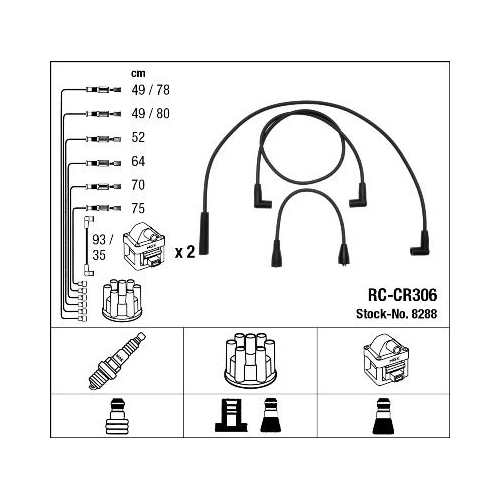 1 Ignition Cable Kit NGK 8288 CHRYSLER DODGE