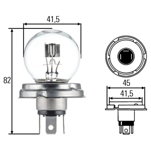 1 Bulb, headlight HELLA 8GD 002 088-071 STANDARD