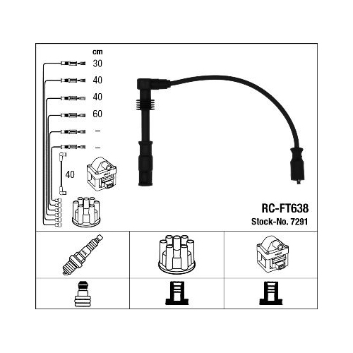 1 Ignition Cable Kit NGK 7291 ALFA ROMEO FIAT LANCIA FERRARI MASERATI ABARTH