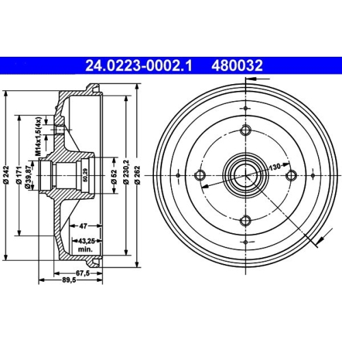 Bremstrommel ATE 24.0223-0002.1 VAG