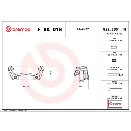 1 Brake Caliper Bracket Set BREMBO F BK 018 PRIME LINE MERCEDES-BENZ