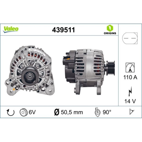 Generator VALEO 439511 VALEO ORIGINS NEW O.E. TECHNOLOGIE AUDI SEAT SKODA VW