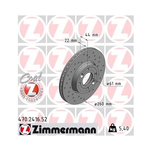 2 Brake Disc ZIMMERMANN 470.2416.52 SPORT BRAKE DISC COAT Z NISSAN RENAULT