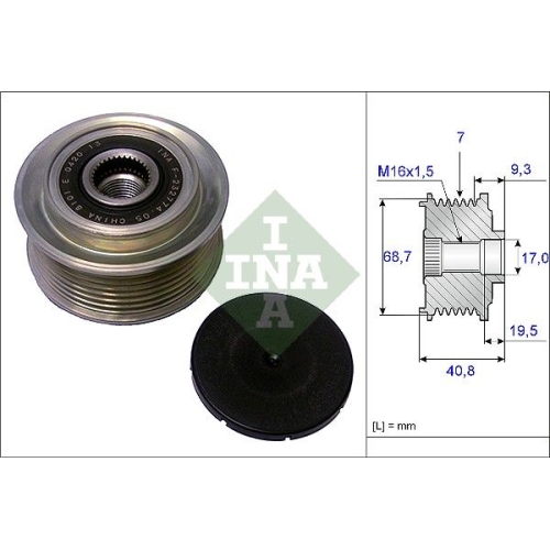 1 Alternator Freewheel Clutch INA 535 0079 10 HYUNDAI KIA