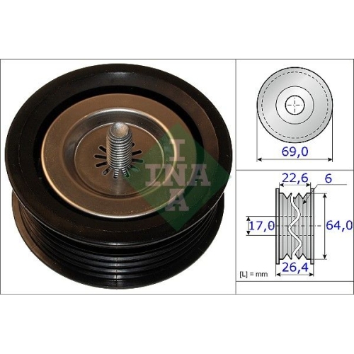 1 Deflection/Guide Pulley, V-ribbed belt INA 532 0671 10 MERCEDES-BENZ INFINITI