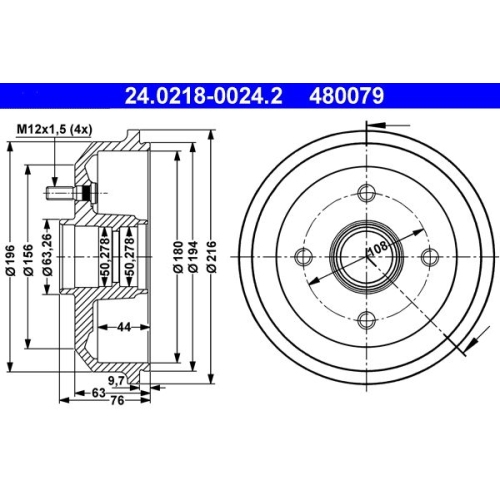 Bremstrommel ATE 24.0218-0024.2 FORD MAZDA