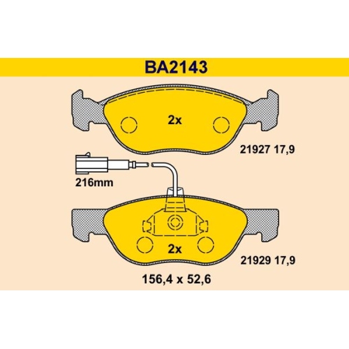 1 Brake Pad Set, disc brake BARUM BA2143 FIAT