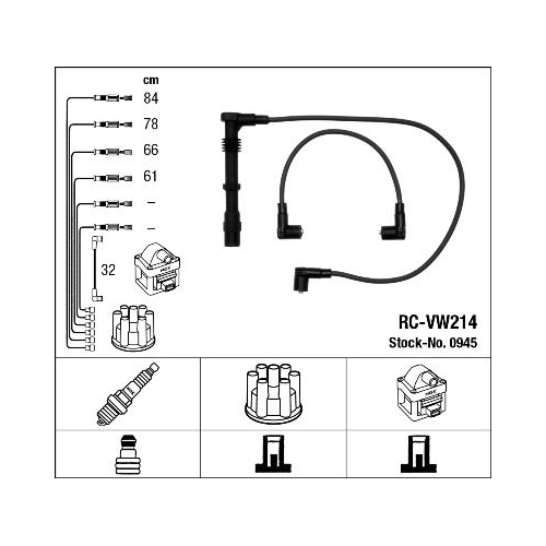 1 Ignition Cable Kit NGK 0945 AUDI SEAT SKODA VW LAMBORGHINI BENTLEY