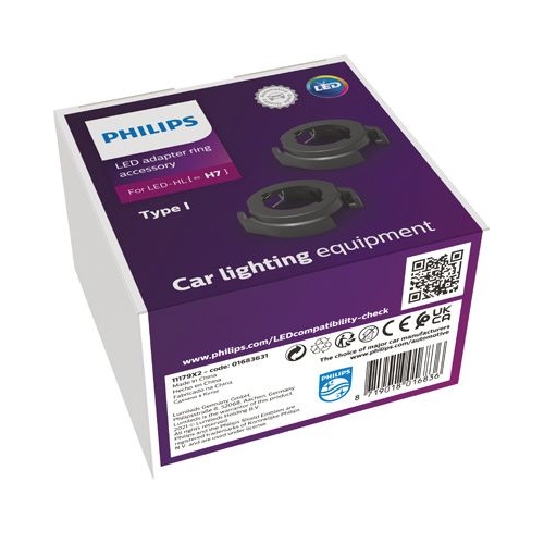 Lampenfassung, Hauptscheinwerfer PHILIPS 11179X2 Adapter Ring H7-LED