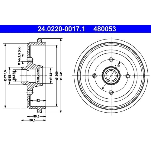 Bremstrommel ATE 24.0220-0017.1 VAG