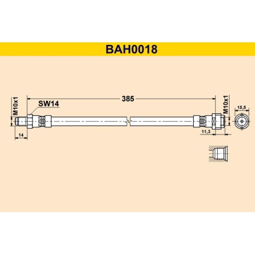 1 Brake Hose BARUM BAH0018 MERCEDES-BENZ