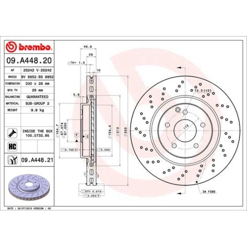 Bremsscheibe BREMBO 09.A448.21 COATED DISC LINE MERCEDES-BENZ