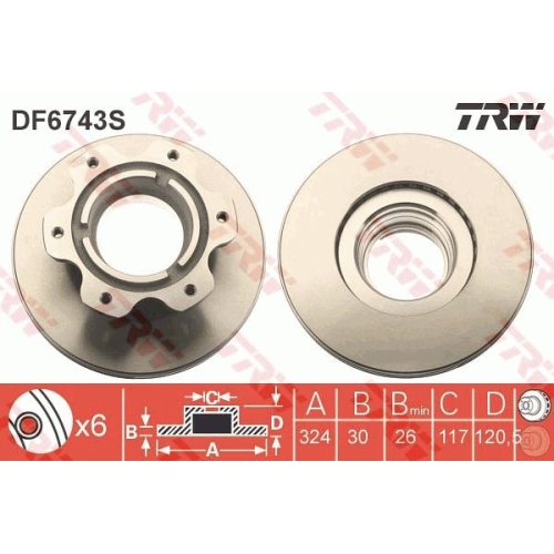 1 Brake Disc TRW DF6743S MERCEDES-BENZ
