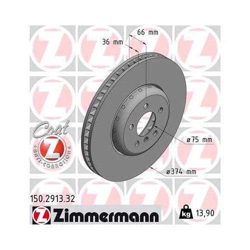 1 Brake Disc ZIMMERMANN 150.2913.32 FORMULA F COAT Z BMW