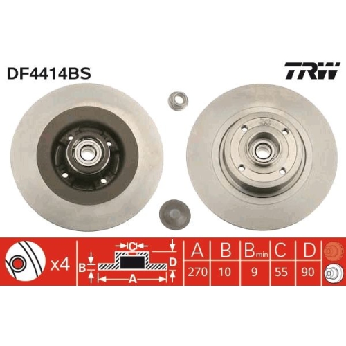1 Brake Disc TRW DF4414BS RENAULT