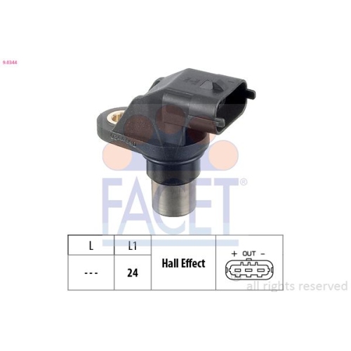 Sensor, crankshaft pulse FACET 9.0344 Made in Italy - OE Equivalent FIAT FORD VW
