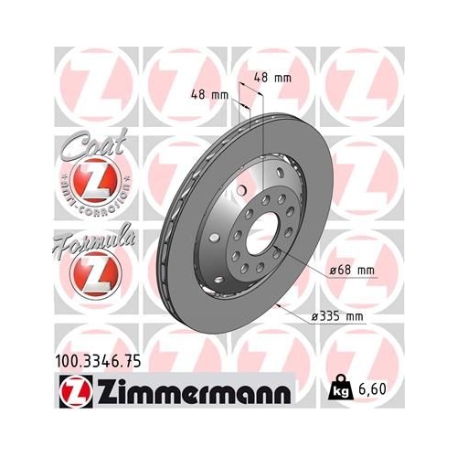 1 Brake Disc ZIMMERMANN 100.3346.75 FORMULA Z BRAKE DISC AUDI