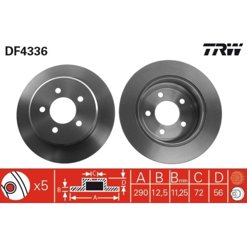 2 Brake Disc TRW DF4336 CHRYSLER DODGE JEEP