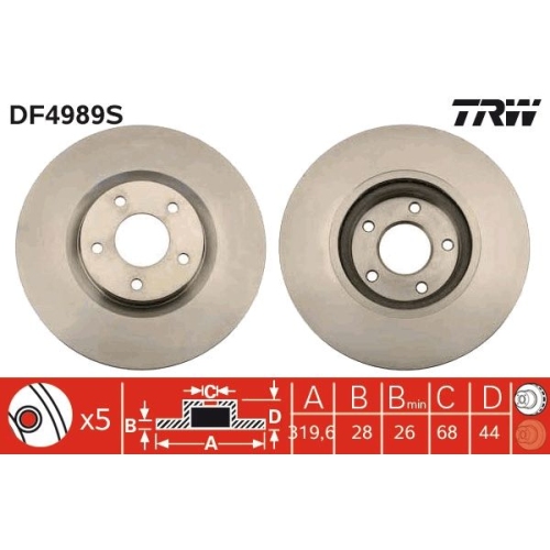 1 Brake Disc TRW DF4989S NISSAN RENAULT