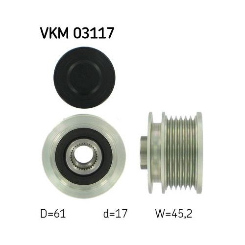 1 Alternator Freewheel Clutch SKF VKM 03117 AUDI VW